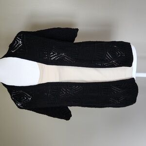 St John’s Bay Crochet Cardigan Sweater Size Small Black
